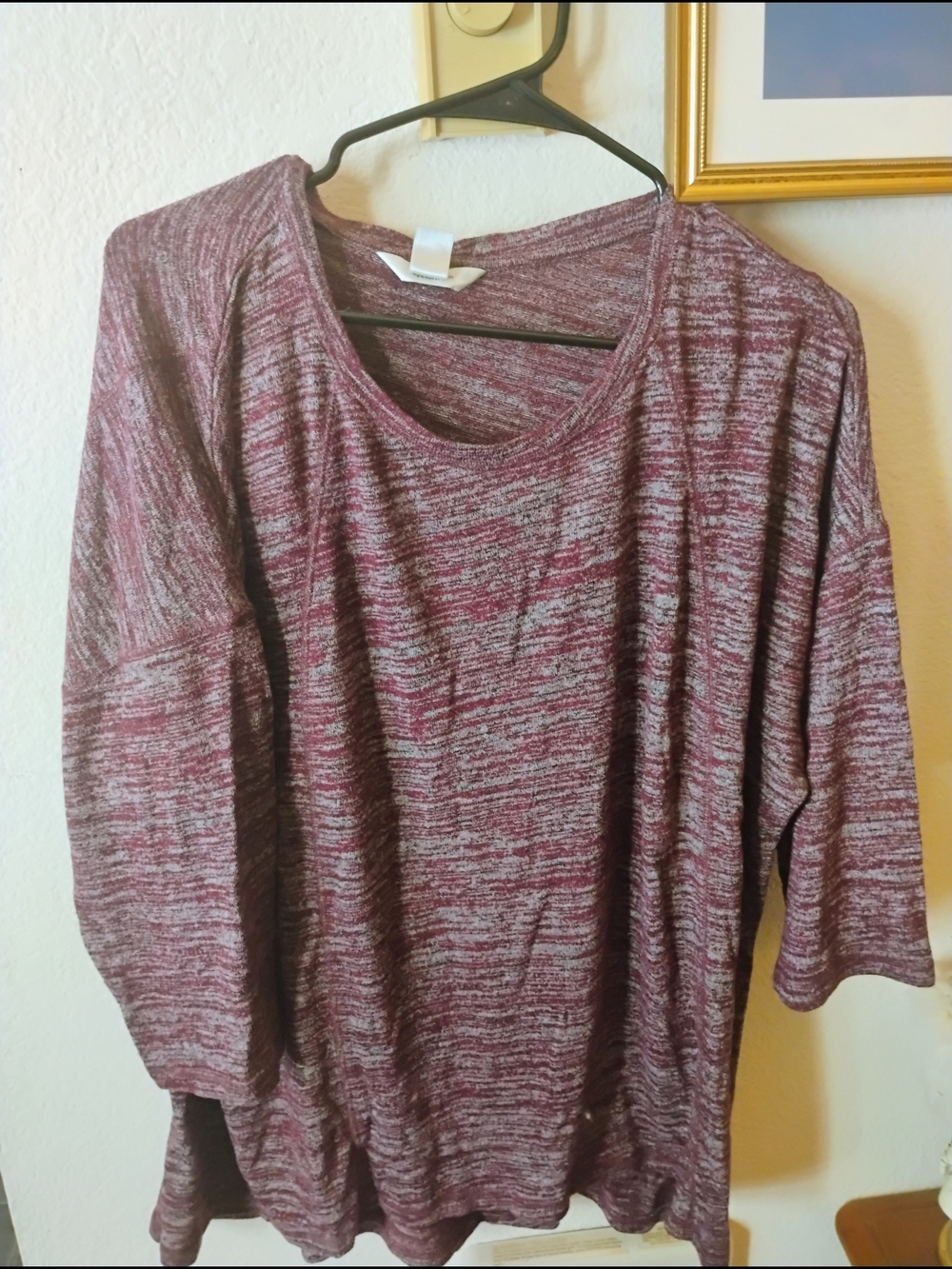 CJ Banks Marled Scoop Neck Long Sleeve Top - Burgundy Heather